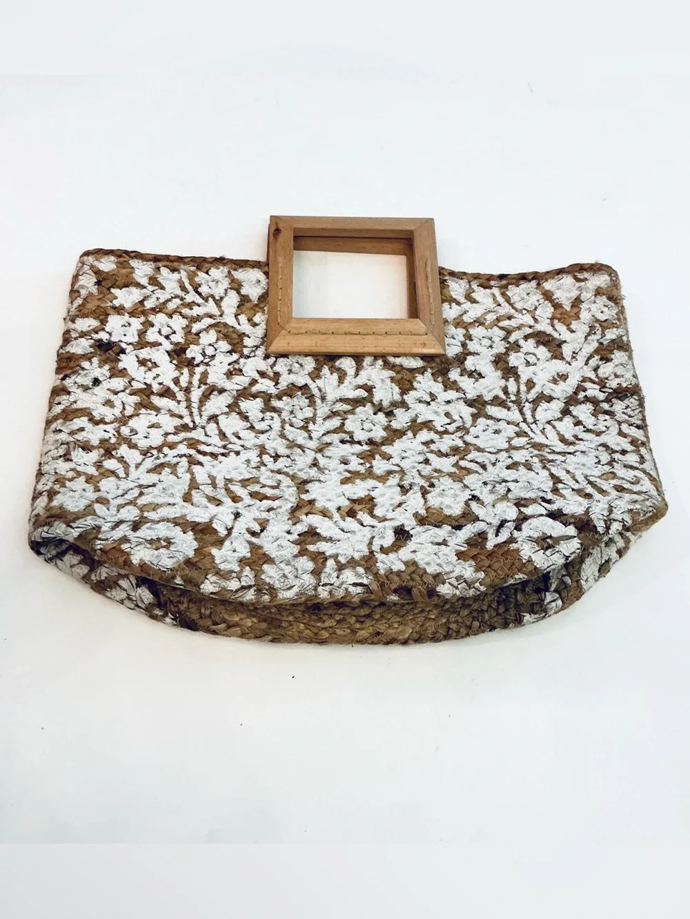 ANTIK KRAFT Large Viral Boho Floral Pallavi Natural Jute Cottagecore Raffia Tote